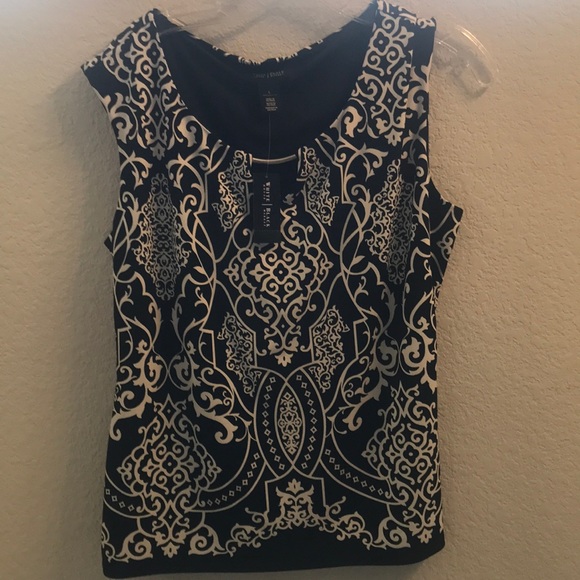 White House Black Market Tops - Black/white sleeveless blouse